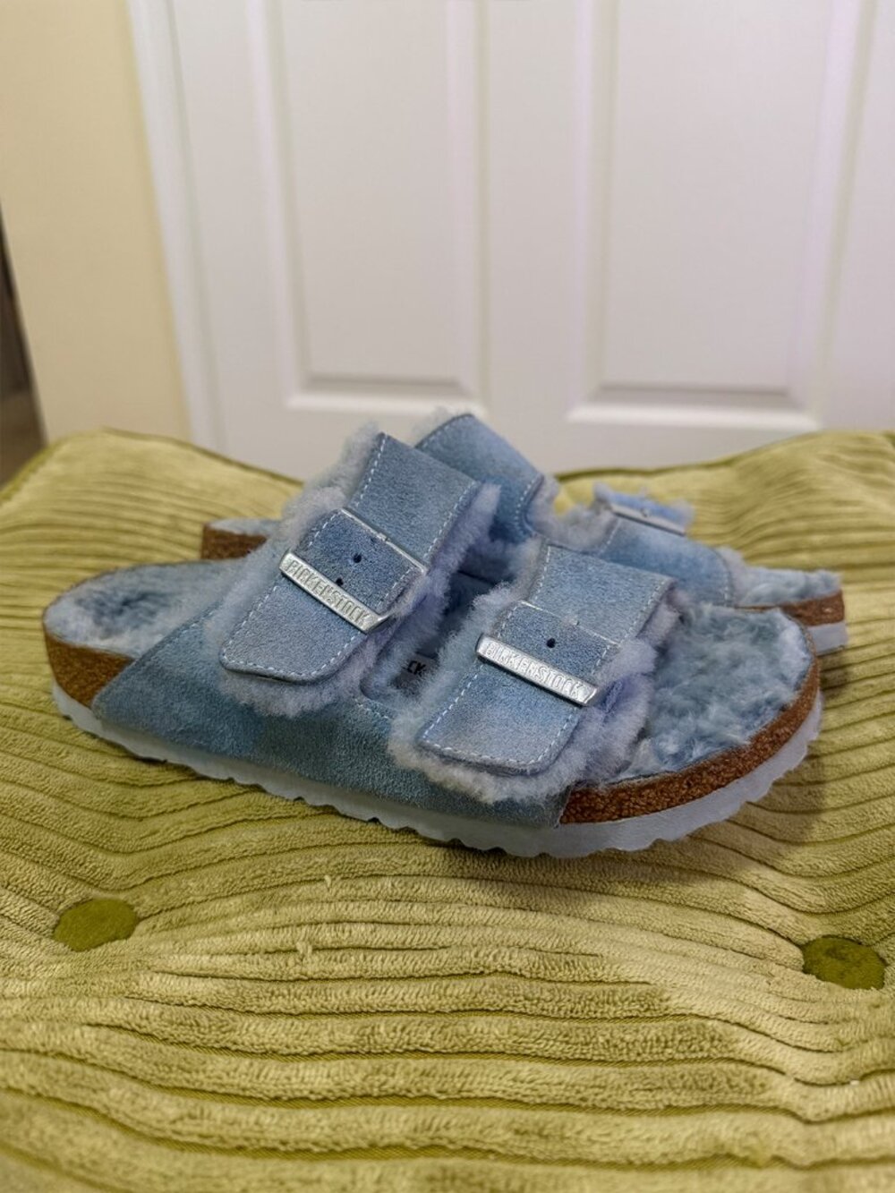 Birkenstock Arizona Shearling Suede Leather Light Blue - Size 37 - Picture 6 of 10